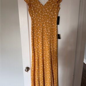 Lulu's Mustard Yellow Floral Maxi Dress